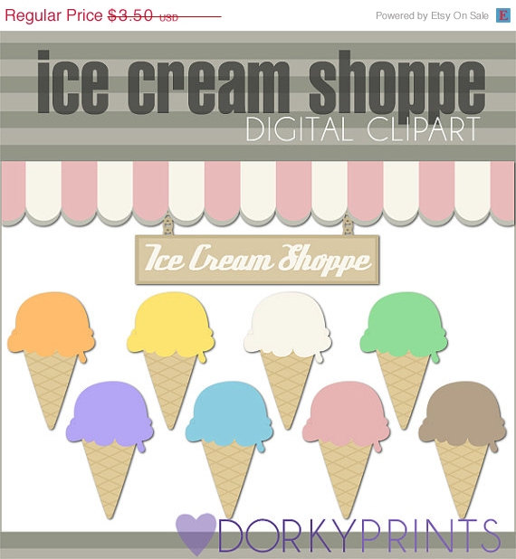 Ice Cream Shoppe Digital Clip Art Set  Personal And Commercial  Ice