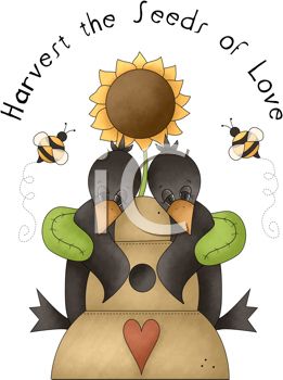 Iclipart   Royalty Free Clipart Image Of Two Crows Hugging A Beehive
