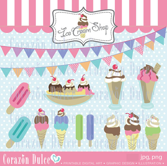 Instant Download Ice Cream Shop   Personal And Commercial Use Clip Art