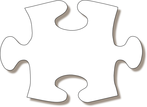 Jigsaw White Puzzle Piece Large Shadow Clip Art At Clker Com   Vector