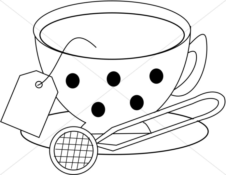 Large Polka Dots On Cup   Tea Time Clipart