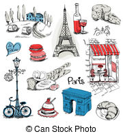 Paris Illustration Set   For Design And Scrapbook   In