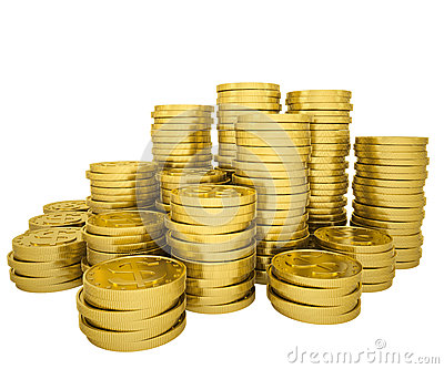 Pile Gold Coins  Isolated Render On A White Background 