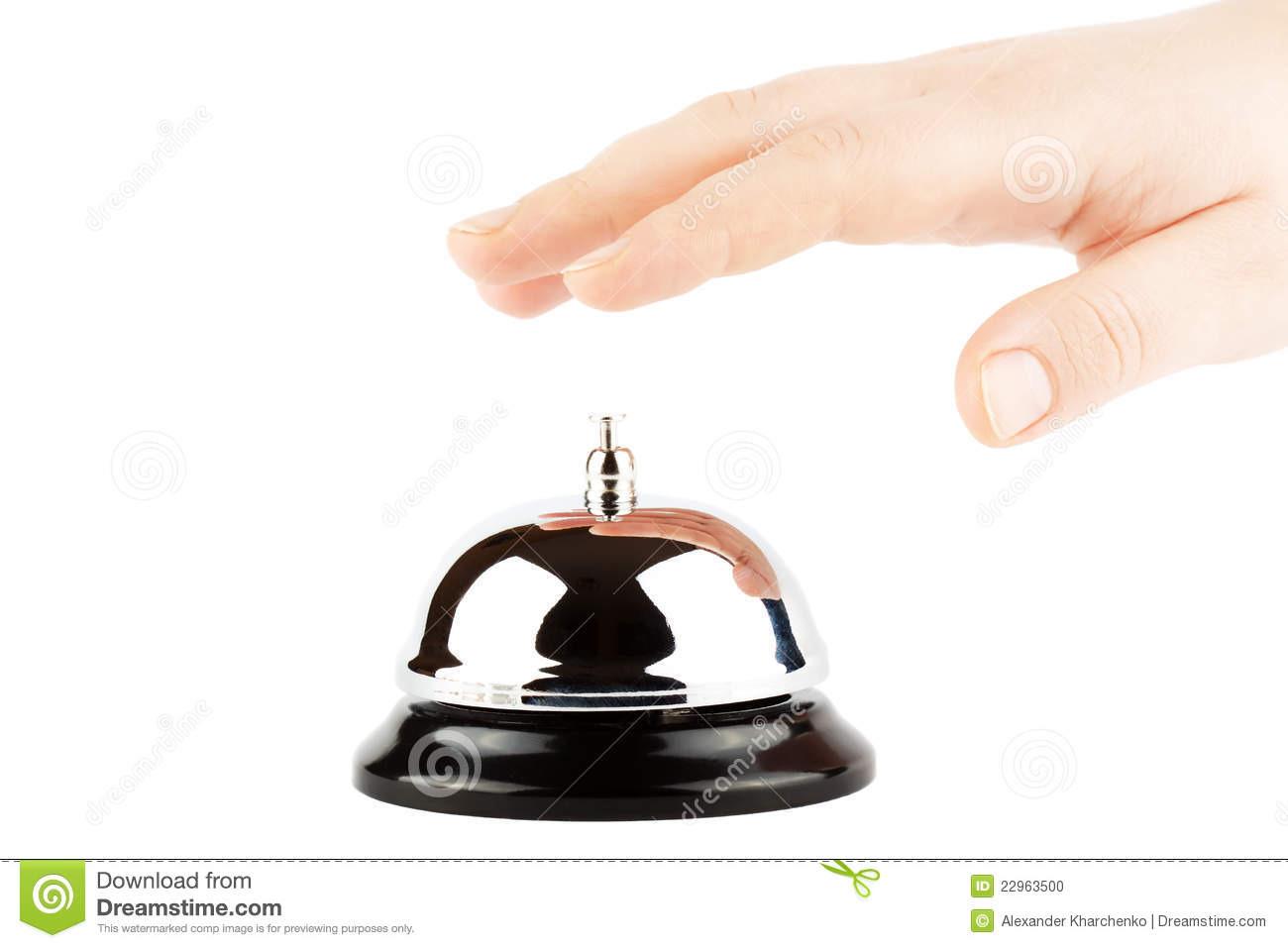 Ringing A Bell For Service With Hand Stock Photo   Image  22963500