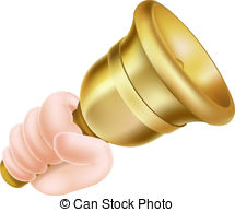Ringing Gold Hand Bell   Illustration Of A Cartoon Hand