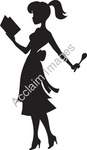 Silhouette Of A Fifties Girl With A Ponytail Cooking At Clipartguide