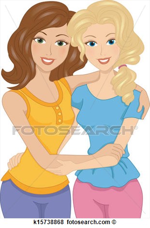 Stock Illustration   Female Best Friends  Fotosearch   Search Eps Clip