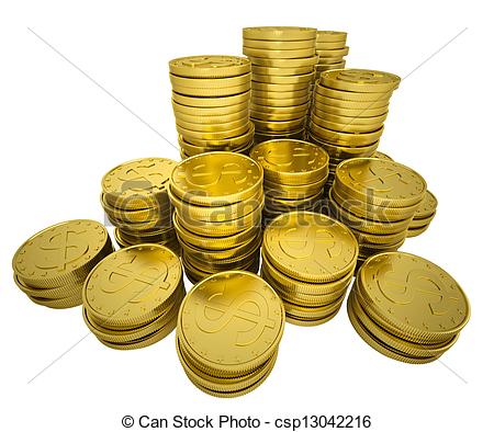 Stock Illustration   Pile Gold Coins   Stock Illustration Royalty