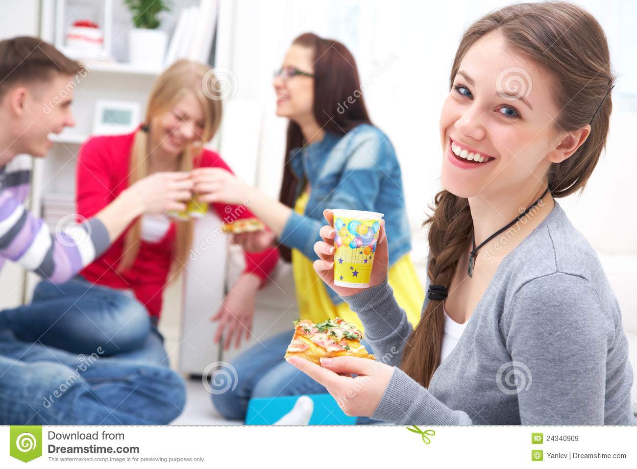 Teens Party With Pizza Royalty Free Stock Images   Image  24340909