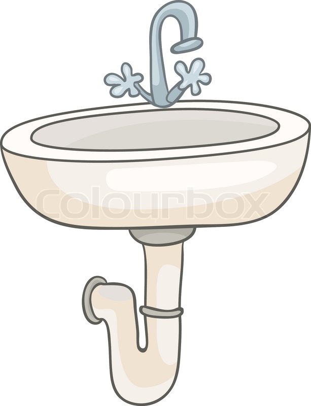 Vector Of  Cartoon Home Washroom Sink Isolated On White Background
