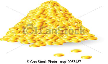 Vector Of Pile Of Gold Coins Isolated On White Background Csp10967487    