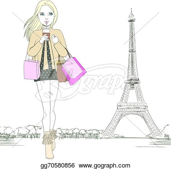 Vector Stock   Paris Fashion Girl  Clipart Illustration Gg70580856