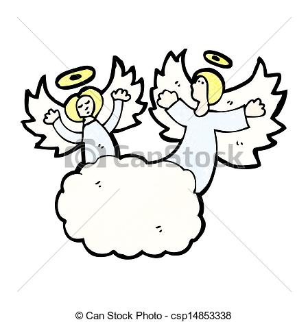 Vectors Of Cartoon Angels In Heaven Csp14853338   Search Clip Art