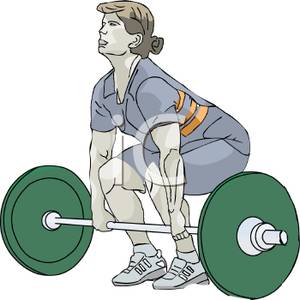 Woman Lifting A Barbell Weight   Royalty Free Clipart Picture