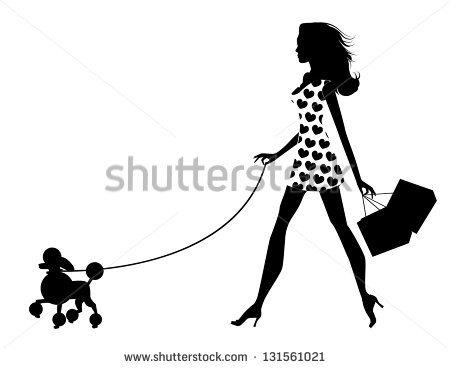 Woman Walking Dog Silhouette  Eps 8 Vector Grouped For Easy Editing