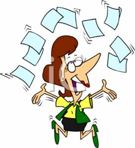 1152 Excited Businesswoman Throwing Paperwork In The Air Clipart Image
