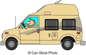 Camper Van   This Illustration Depicts A Man Driving A Class