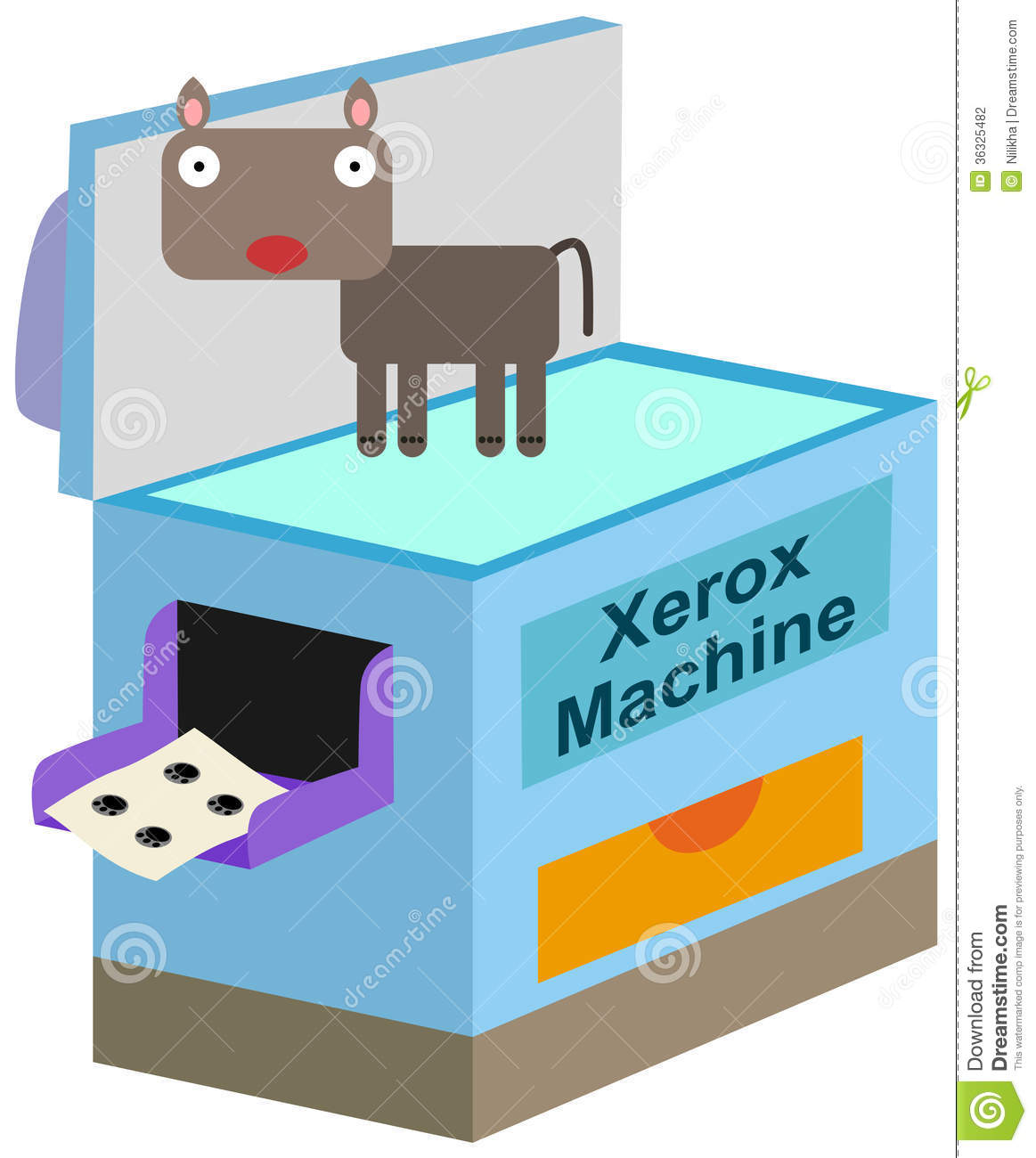 Cartoon Cat Copying It S Foot On A Xerox Machine