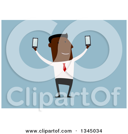 Cell Phones On Blue   Royalty Free Vector Illustration By Seamartini
