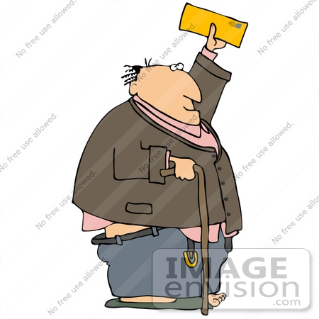 Clip Art Graphic Of A Man With His Pants Falling Down Holding A Check