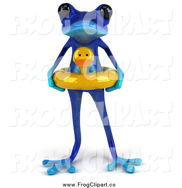 Clip Art Of A 3d Blue Frog Wearing A Ducky Inner Tube By Julos    1068