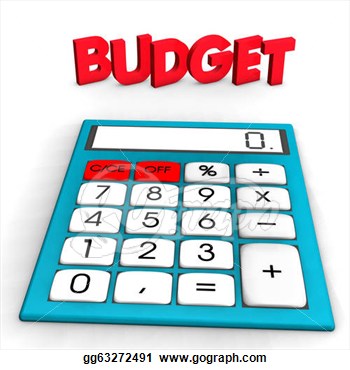 Clipart   A Calculator With Red Text Budget  White Background  Stock    