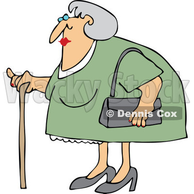 Clipart Granny Woman Using A Cane   Royalty Free Vector Illustration