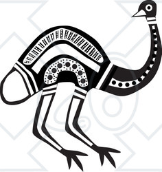 Clipart Illustration Of A Black And White Aboriginal Emu Bird