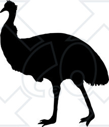 Clipart Illustration Of A Black And White Silhouetted Emu   Cartoonsof