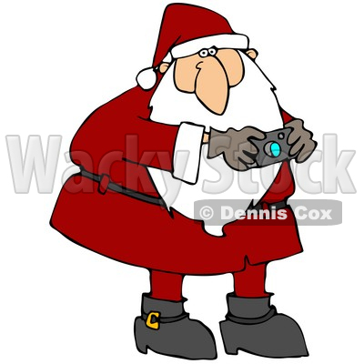 Clipart Illustration Of A Festive Santa Claus In A Red Suit Taking