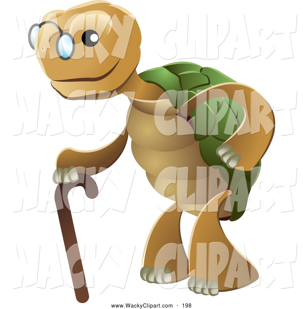 Clipart Of A Elderly Cute Senior Tortoise Turtle Wearing Glasses And