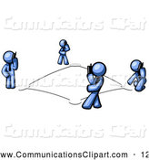 Clipart Of A Wireless Telephone Network Of Blue Men Talking On Cell