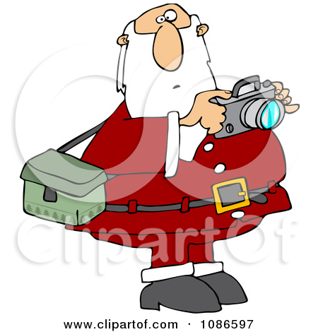 Clipart Santa Holding A Camera   Royalty Free Vector Illustration By