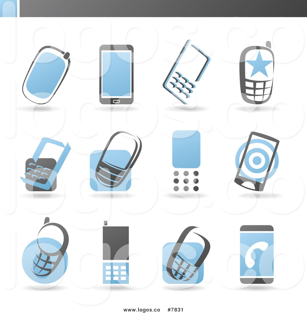     Free Clip Art Vector Logos Of Blue And Gray Cell Phones By Elena