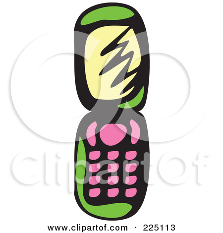 Free  Rf  Clipart Illustration Of Stick Children With Cell Phones