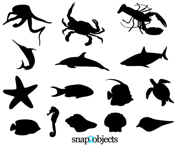 Free Sea Life Vector Silhouettes   123freevectors