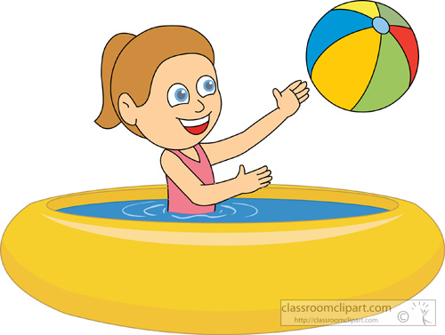 Girl Playing Inside Rubber Swimming Pool   Classroom Clipart