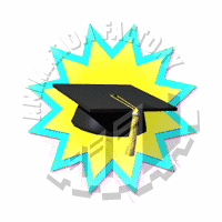 Graduation Cap Starburst Icon Animated Clipart