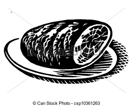 Illustration Of A Black And White Version Of A Vintage Print Of A Ham