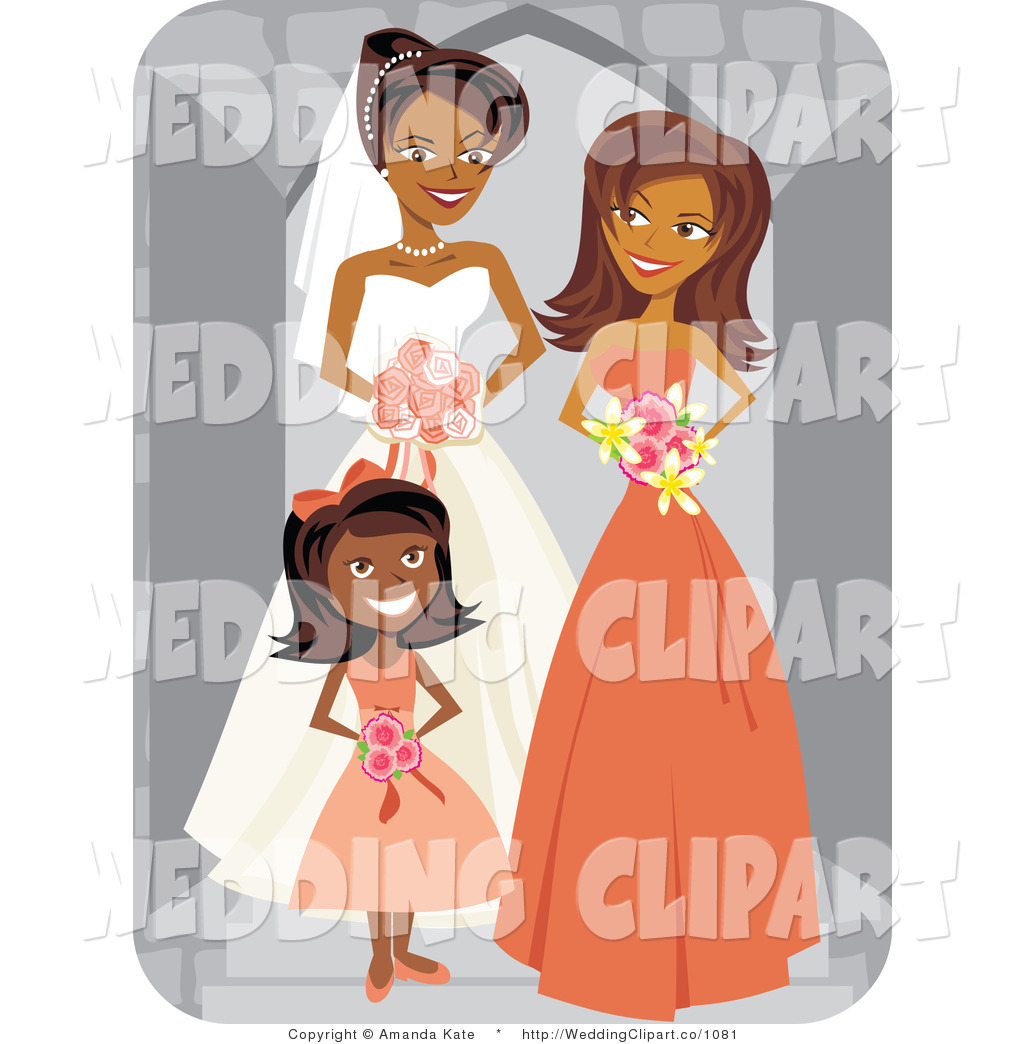 Larger Preview  Vector Marriage Clipart Of A Wedding Happy Black Bride    