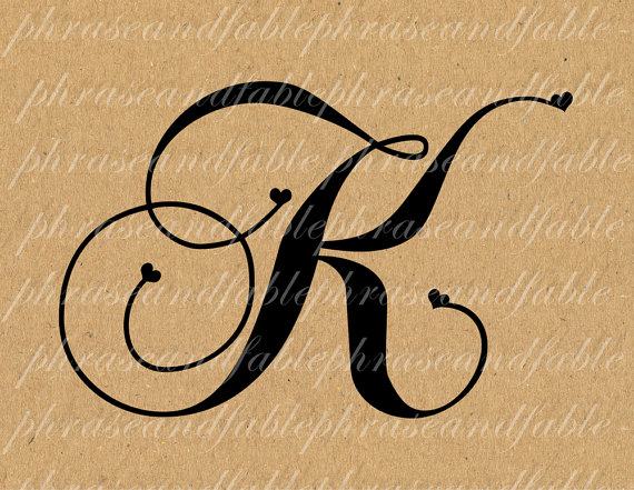 Letter K Hearts 281 Digital Download Alphabet Initial Name Glyph    