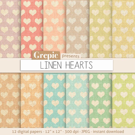 Paper   Linen Hearts  Romantic Love Patterns On Linen Burlap    