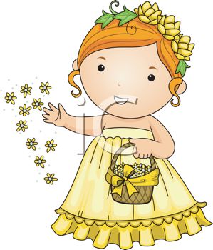 Royalty Free Clipart Image  Cute Cartoon Flower Girl At A Wedding