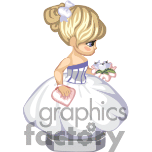 Royalty Free Small Girl Wearing A Wedding Dress Clipart Image Picture    