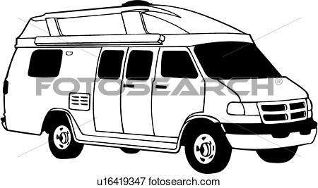 Rv Van Vehicle Motorhome Automobile View Large Clip Art Graphic