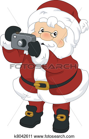 Santa Claus Camera View Large Clip Art Graphic