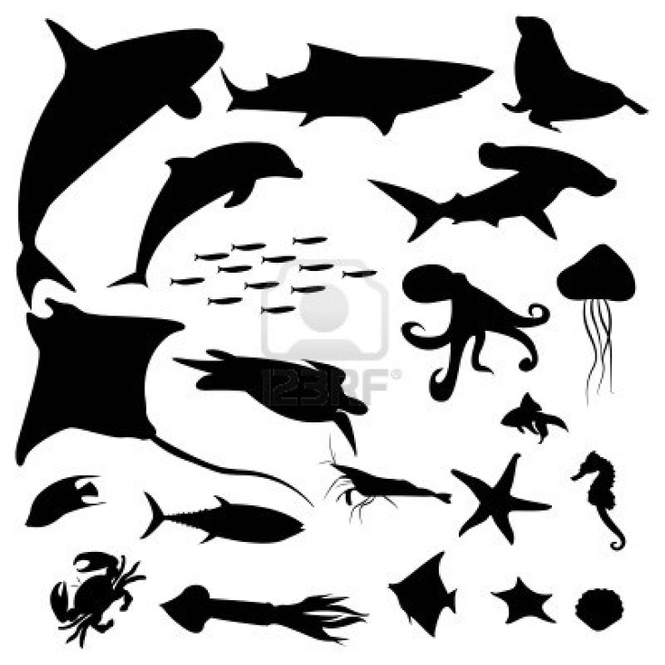 Sea Animals Silhouettes   Silhouettes   Pinterest