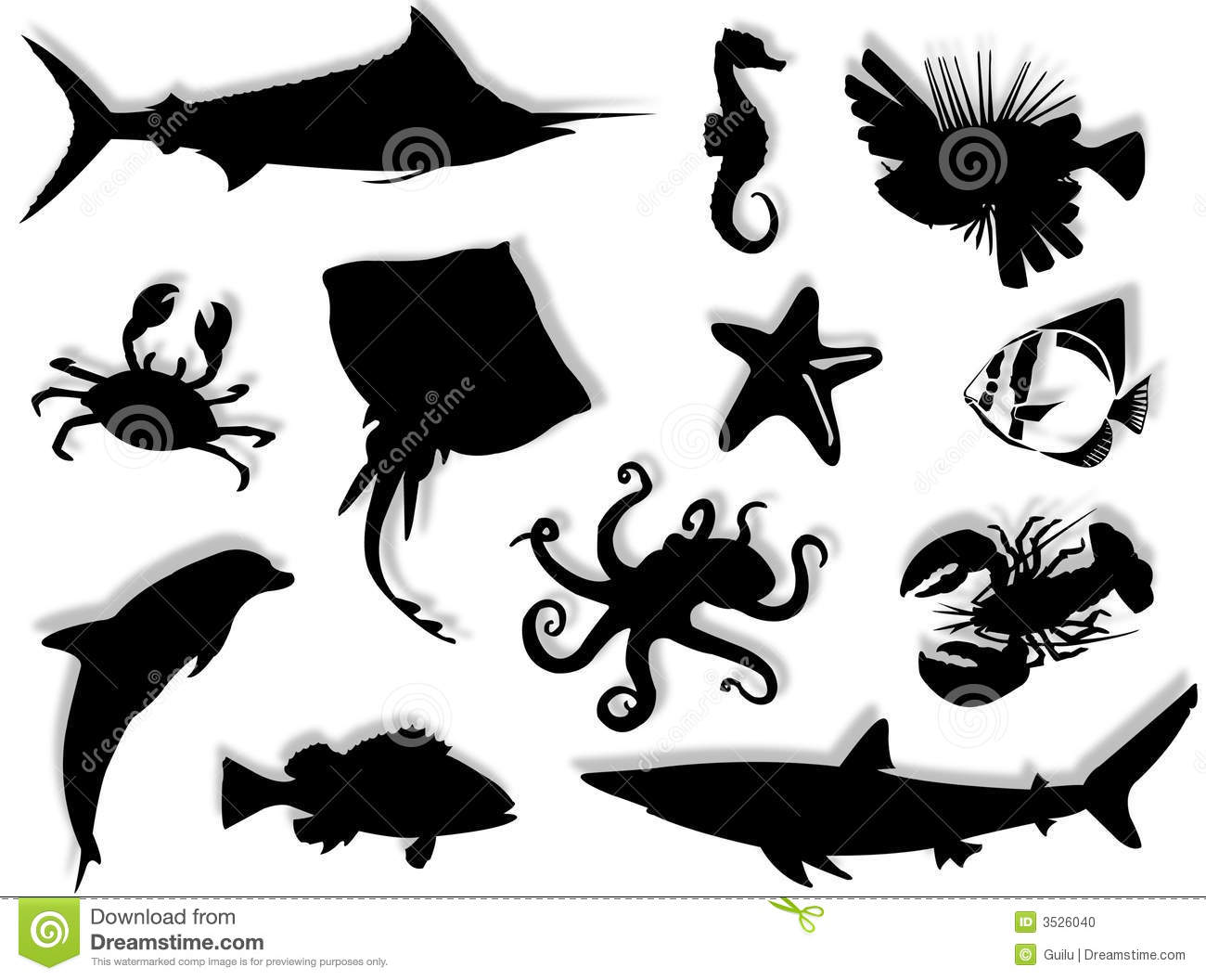 Sea Life Black Silhouette For This Sea Life Background