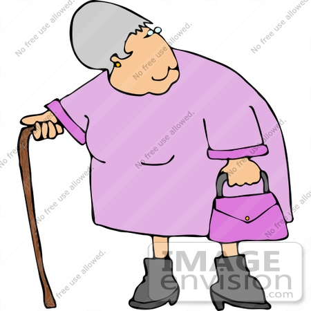 Senior Caucasian Woman With A Cane Clipart    14785 By Djart   Royalty    