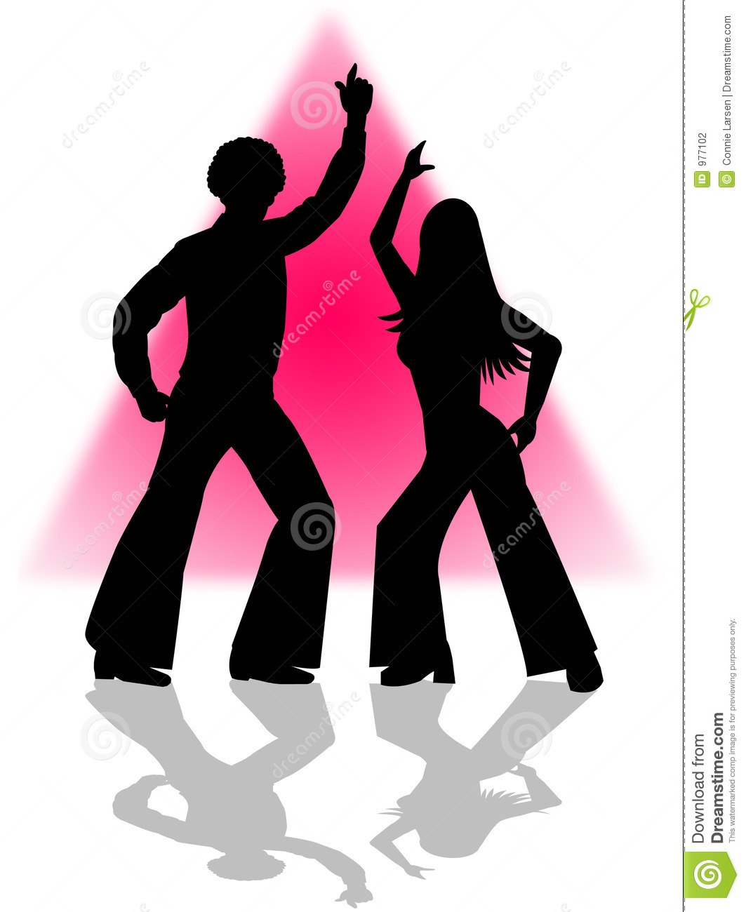 Silhouette Illustration Of A Retro Disco Dancing Couple
